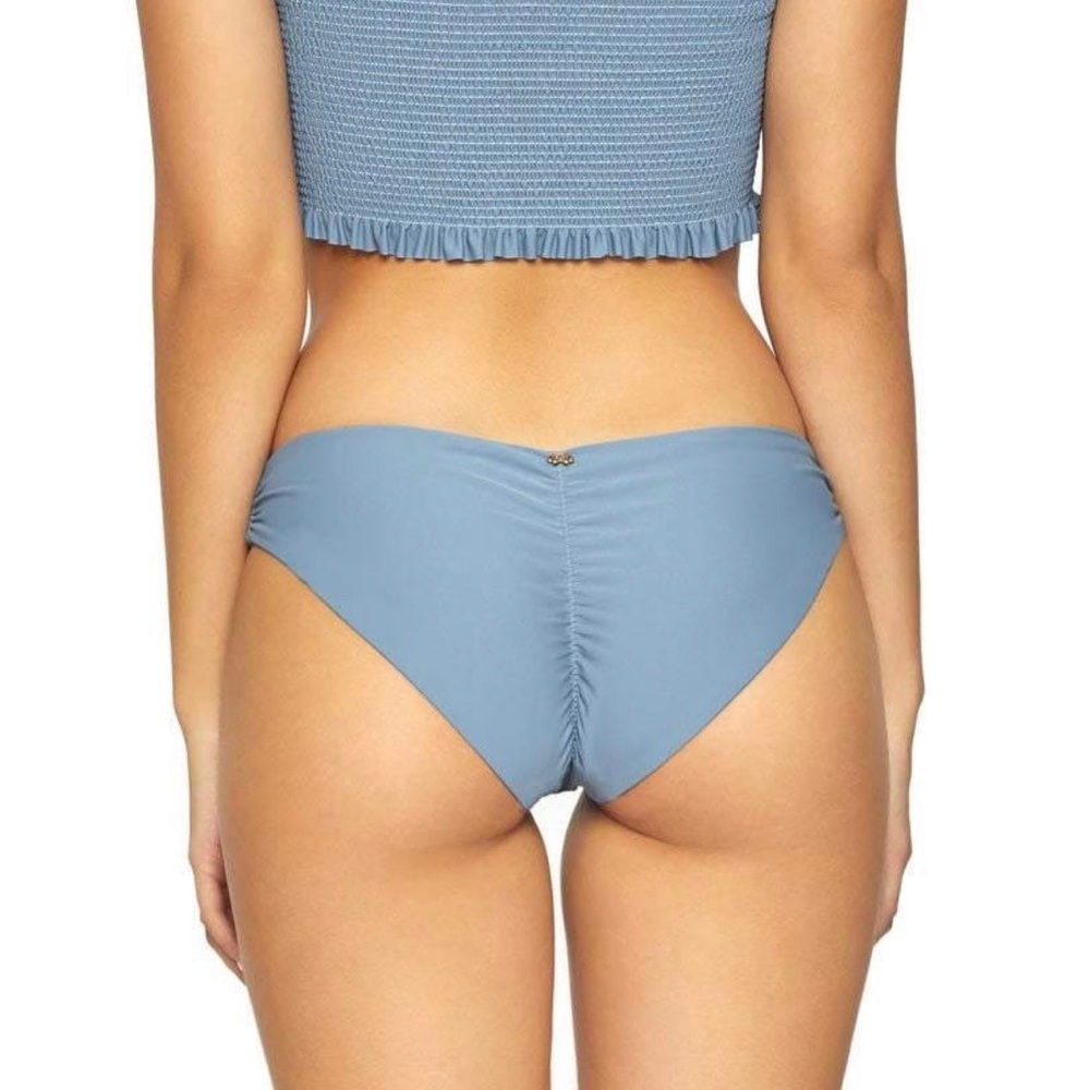 PilyQ Sky Blue Basic Ruched Full Bikini Bottom